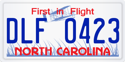 NC license plate DLF0423