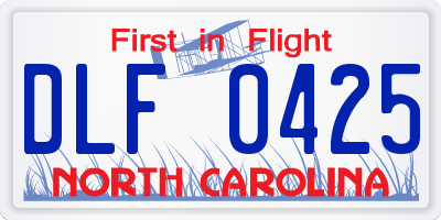 NC license plate DLF0425
