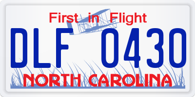 NC license plate DLF0430