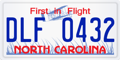 NC license plate DLF0432