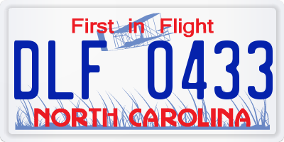 NC license plate DLF0433