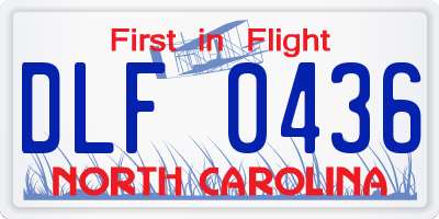 NC license plate DLF0436
