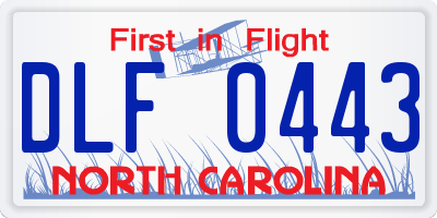 NC license plate DLF0443