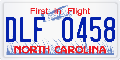 NC license plate DLF0458
