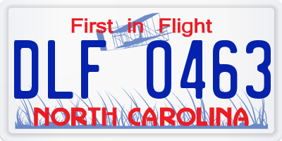 NC license plate DLF0463