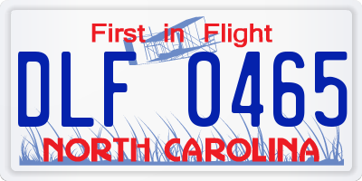 NC license plate DLF0465