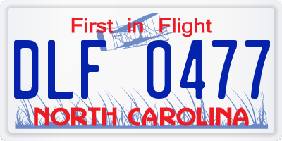 NC license plate DLF0477