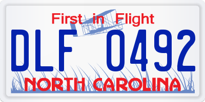NC license plate DLF0492