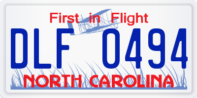 NC license plate DLF0494
