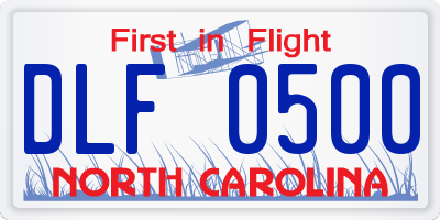 NC license plate DLF0500