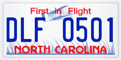 NC license plate DLF0501