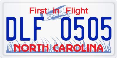 NC license plate DLF0505