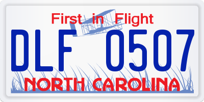 NC license plate DLF0507