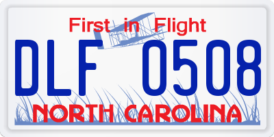 NC license plate DLF0508
