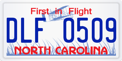 NC license plate DLF0509