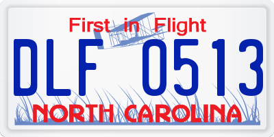 NC license plate DLF0513