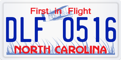 NC license plate DLF0516