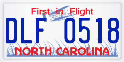 NC license plate DLF0518