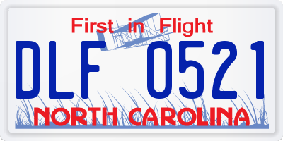 NC license plate DLF0521