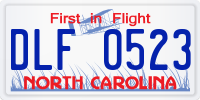 NC license plate DLF0523