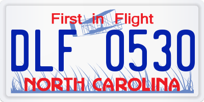 NC license plate DLF0530