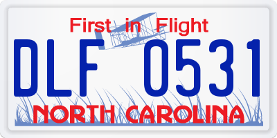 NC license plate DLF0531