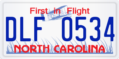 NC license plate DLF0534
