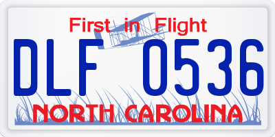 NC license plate DLF0536