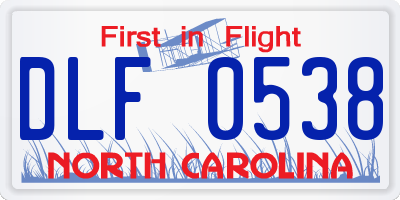NC license plate DLF0538