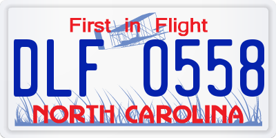 NC license plate DLF0558