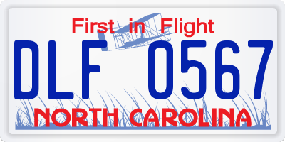 NC license plate DLF0567
