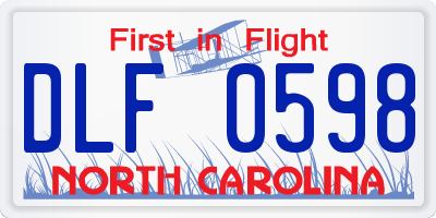 NC license plate DLF0598