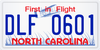 NC license plate DLF0601