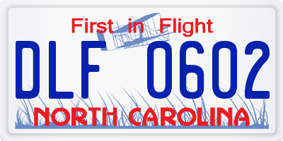 NC license plate DLF0602