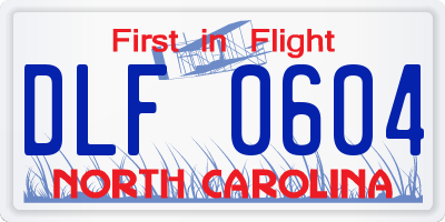 NC license plate DLF0604