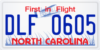 NC license plate DLF0605