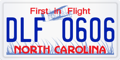 NC license plate DLF0606
