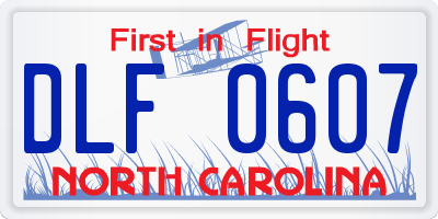 NC license plate DLF0607