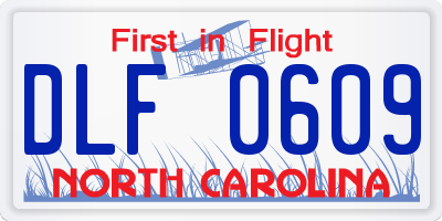 NC license plate DLF0609