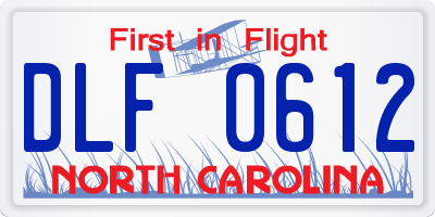 NC license plate DLF0612