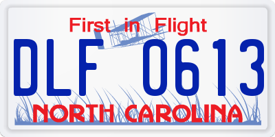 NC license plate DLF0613