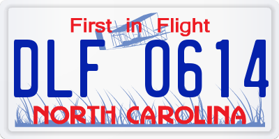 NC license plate DLF0614