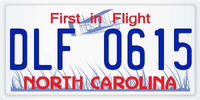 NC license plate DLF0615