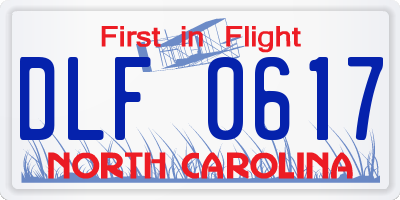 NC license plate DLF0617