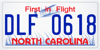 NC license plate DLF0618