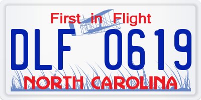 NC license plate DLF0619