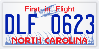 NC license plate DLF0623