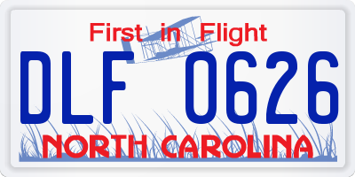 NC license plate DLF0626
