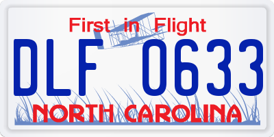 NC license plate DLF0633