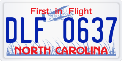 NC license plate DLF0637